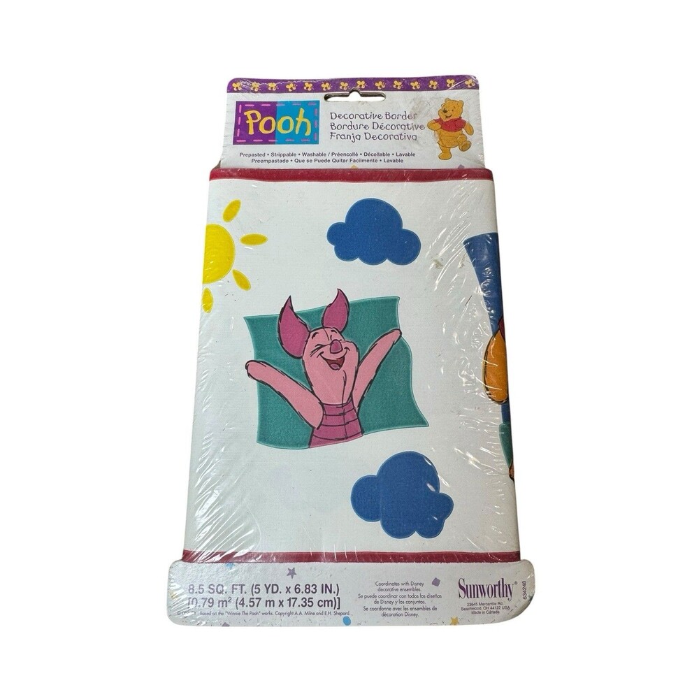 Vintage NOS Winnie the Pooh Decorative Prepasted Wallpaper Border Hunny Pot 5yd